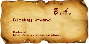 Bicskey Armand névjegykártya